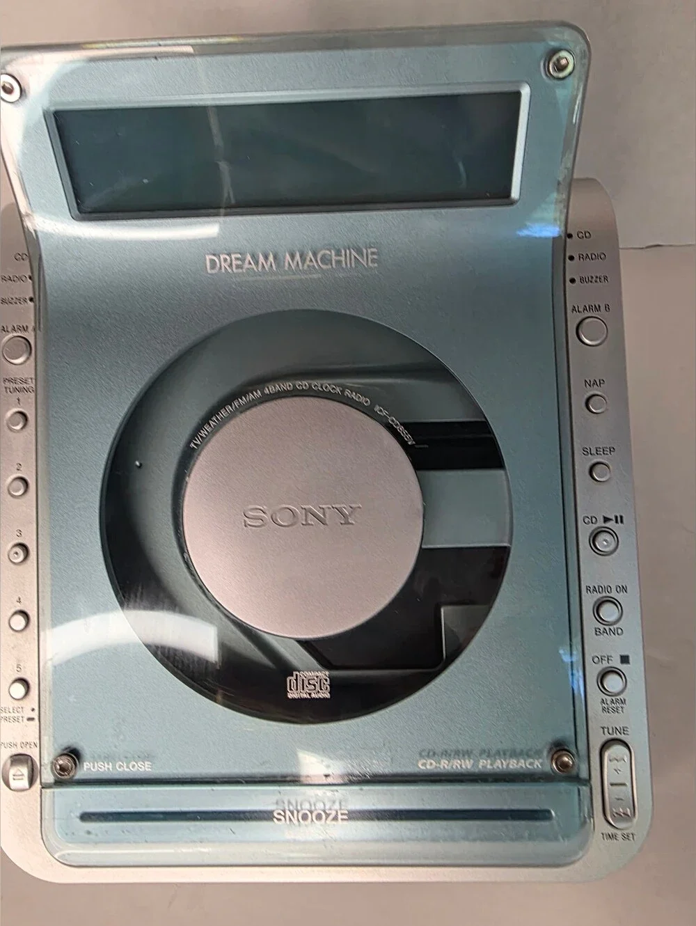 Sony Dream Machine ICF-CD855V AM/FM Clock Radio CD Player Tested Working